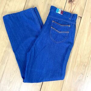 Vintage 70s Wide Straight Leg Jean Pants Womens 32x28 High Waisted